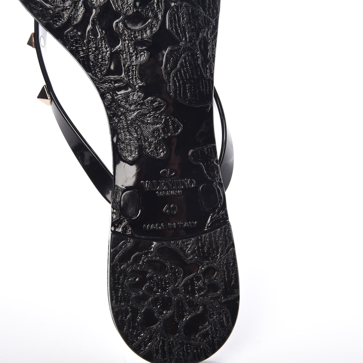 Valentino Garavani PVC Jelly Rockstud Bow Thong Sandals 40 Black 6 of 8
