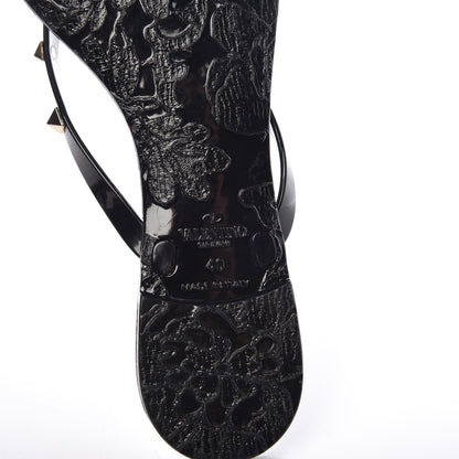 Valentino Garavani PVC Jelly Rockstud Bow Thong Sandals 40 Black 6 of 8