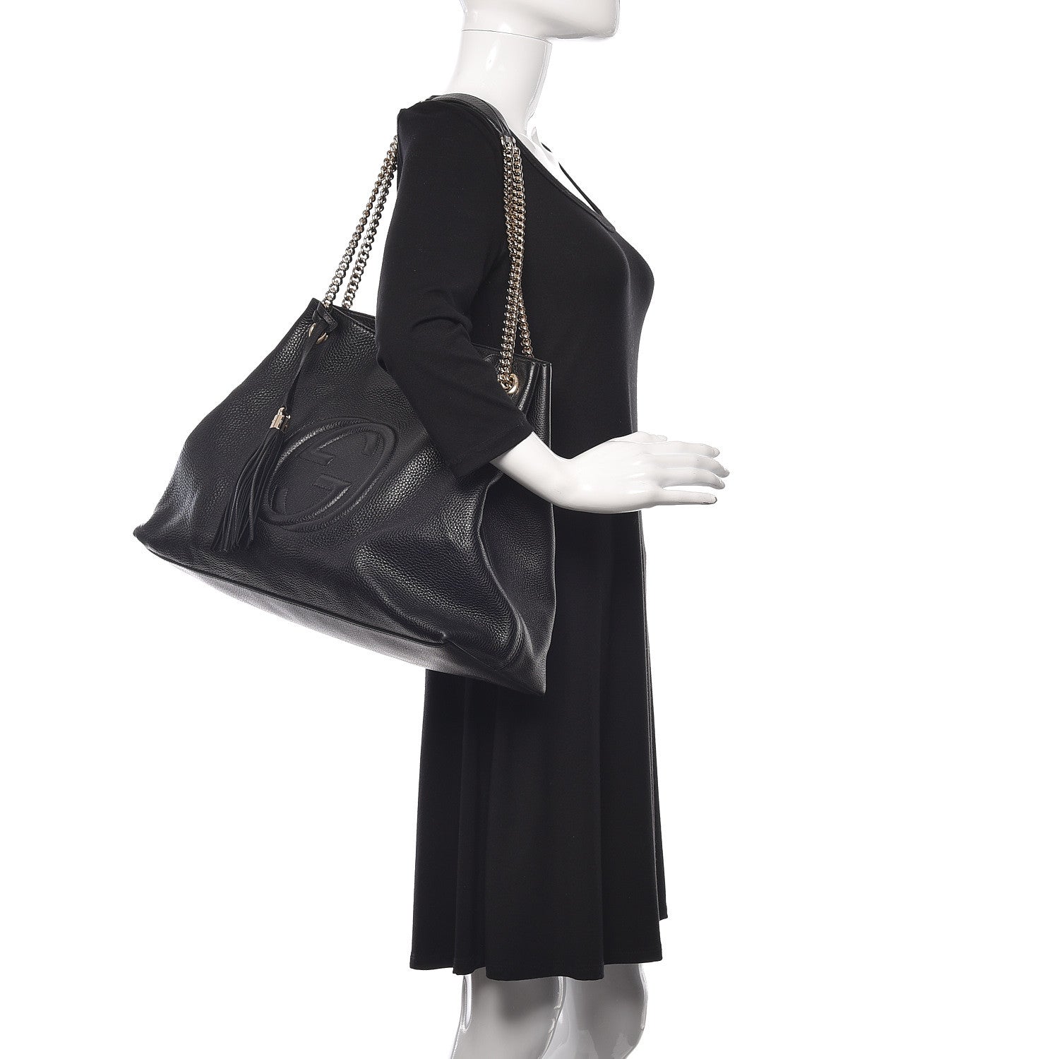 Gucci Pebbled Calfskin Medium Soho Chain Shoulder Bag Black 2 of 11