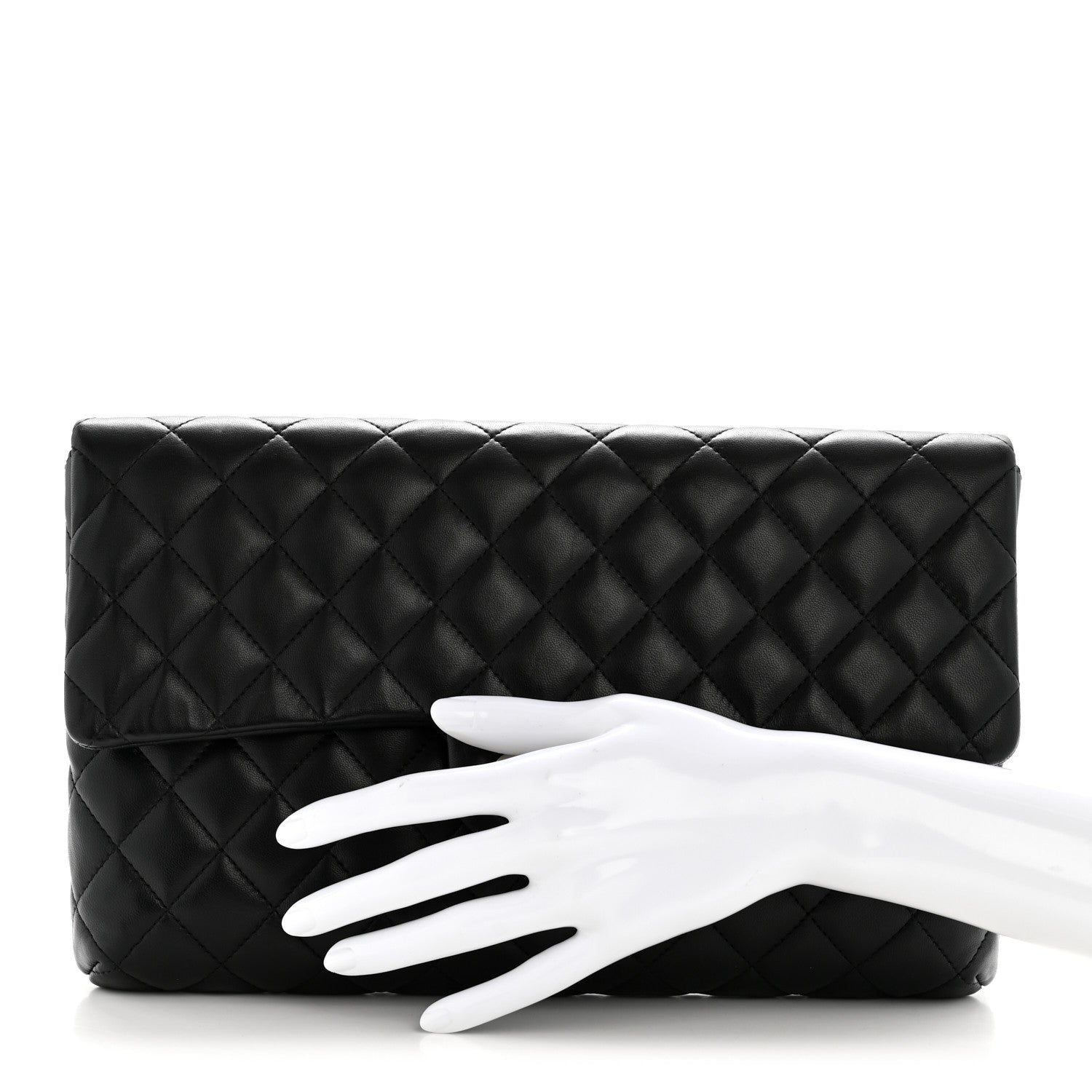 Chanel Lambskin Quilted Flap Clutch Black 2 of 14