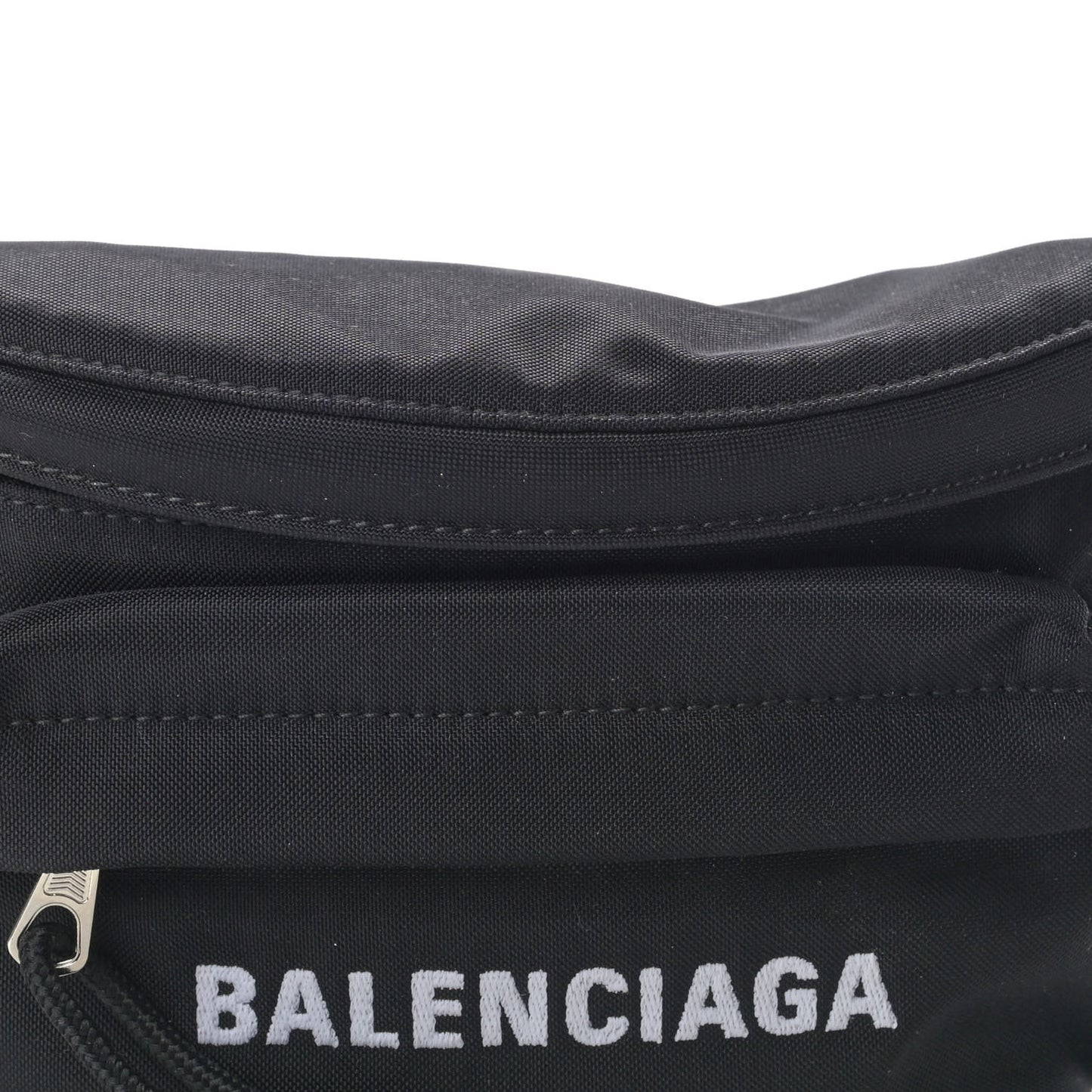Sport Nylon Logo Embroidered Wheel Belt Bag Black White