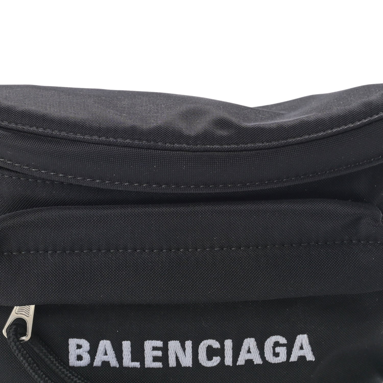 Balenciaga Sport Nylon Logo Embroidered Wheel Belt Bag Black White 8 of 10