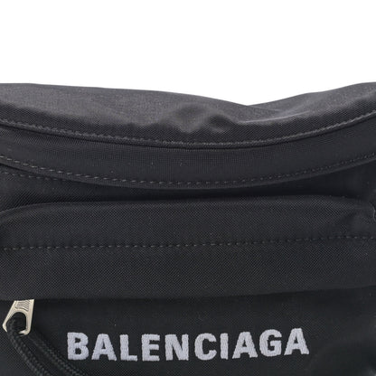 Balenciaga Sport Nylon Logo Embroidered Wheel Belt Bag Black White 8 of 10