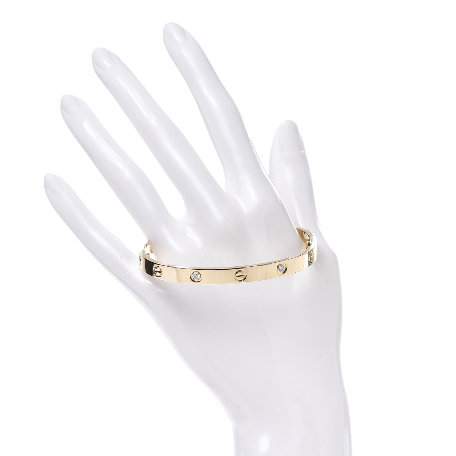 Cartier 18K Yellow Gold 4 Diamond LOVE Bracelet 19 2 of 8