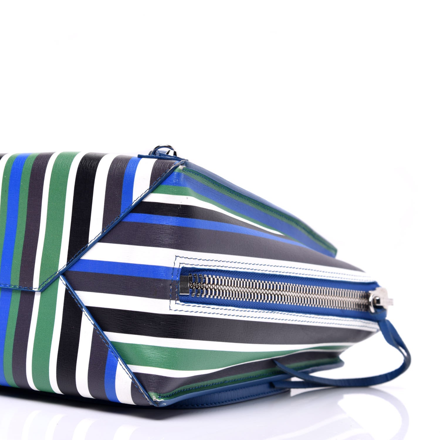 Balenciaga Veau Striped Papier B4 Zip Around Tote Variante Blue 9 of 10