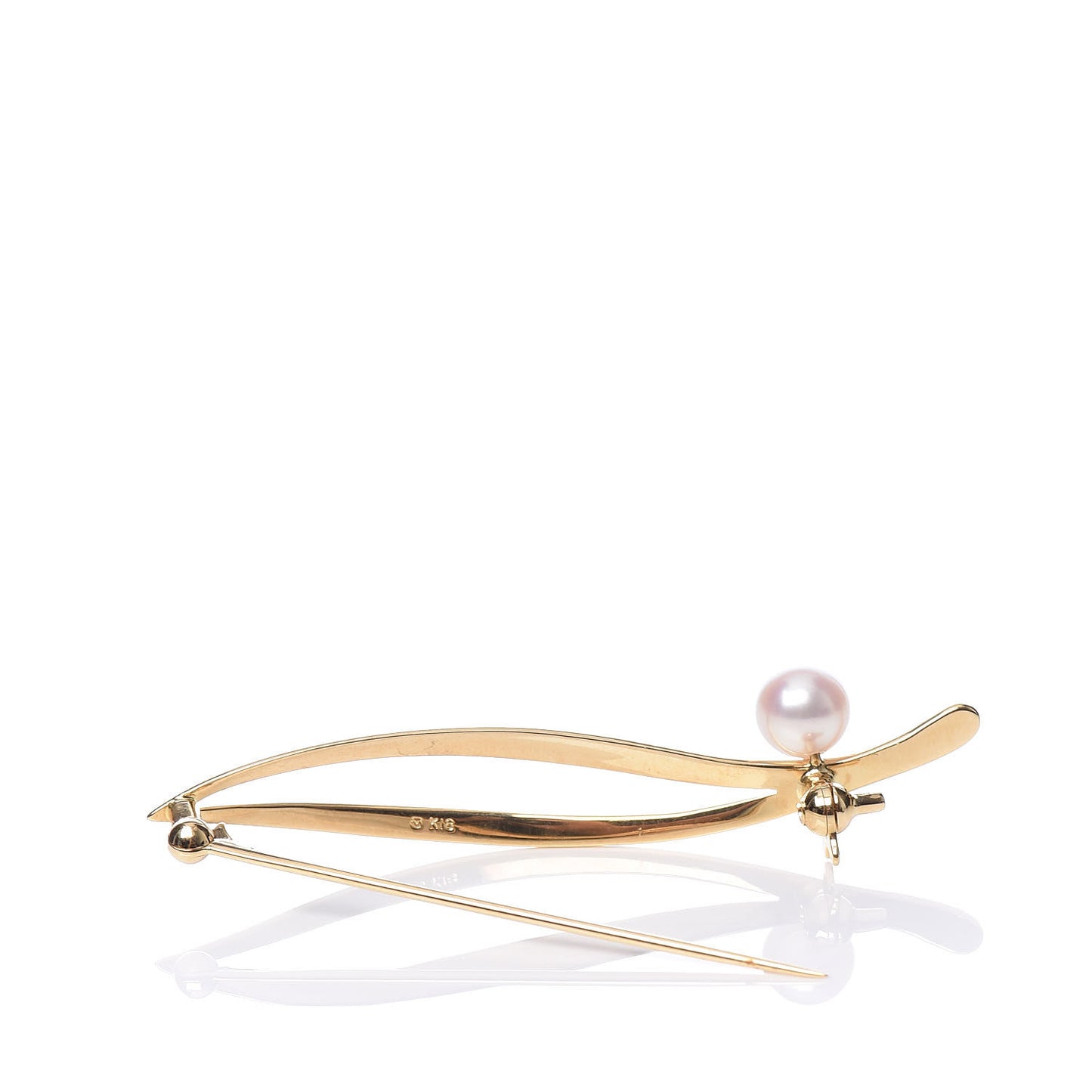 18K Yellow Gold Akoya Pearl 6mm Brooch