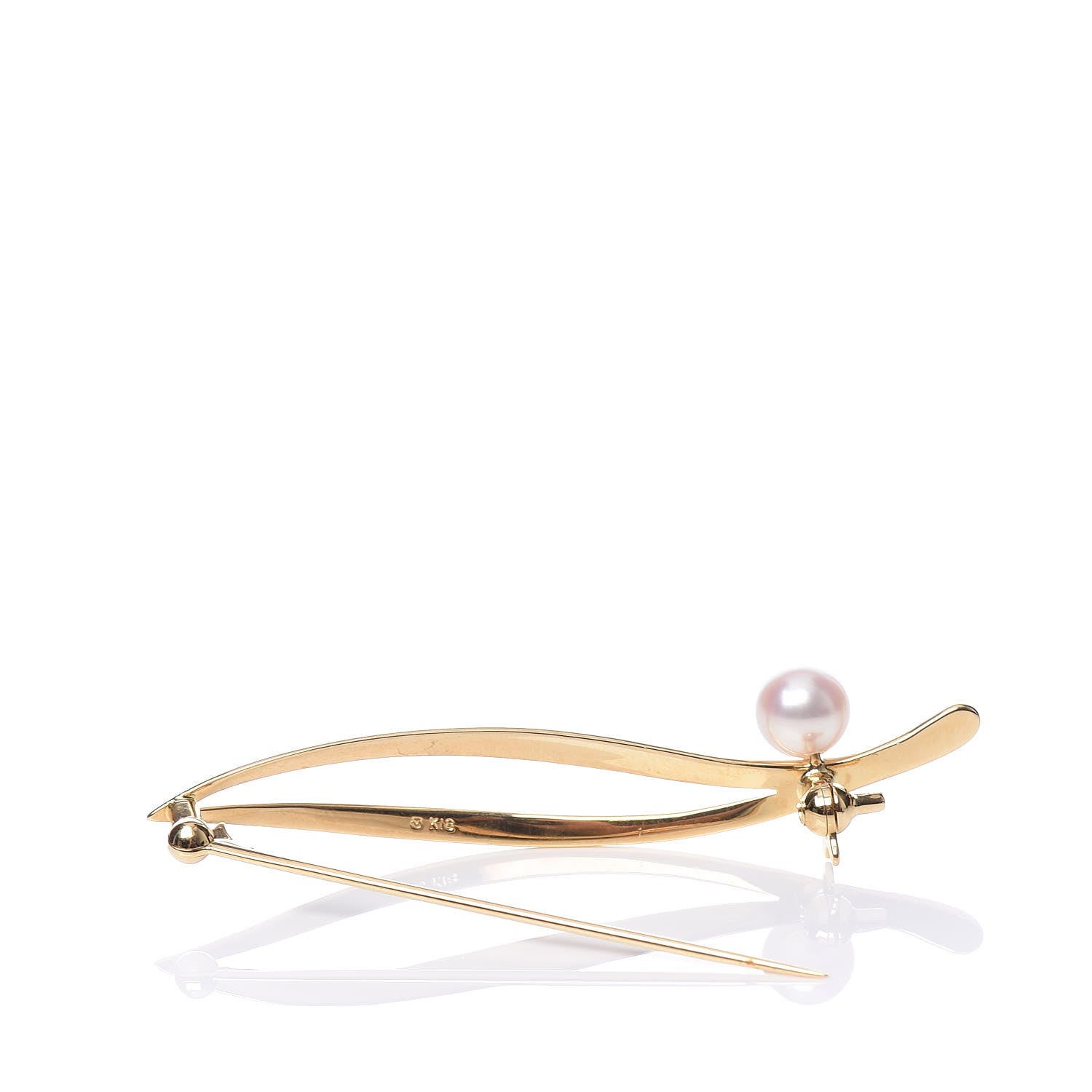 Mikimoto 18K Yellow Gold Akoya Pearl 6mm Brooch 4 of 5