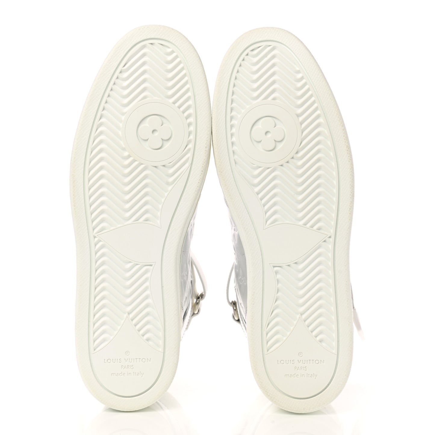 Metallic Calfskin Embossed Monogram Boombox Sneakers 39 White Silver