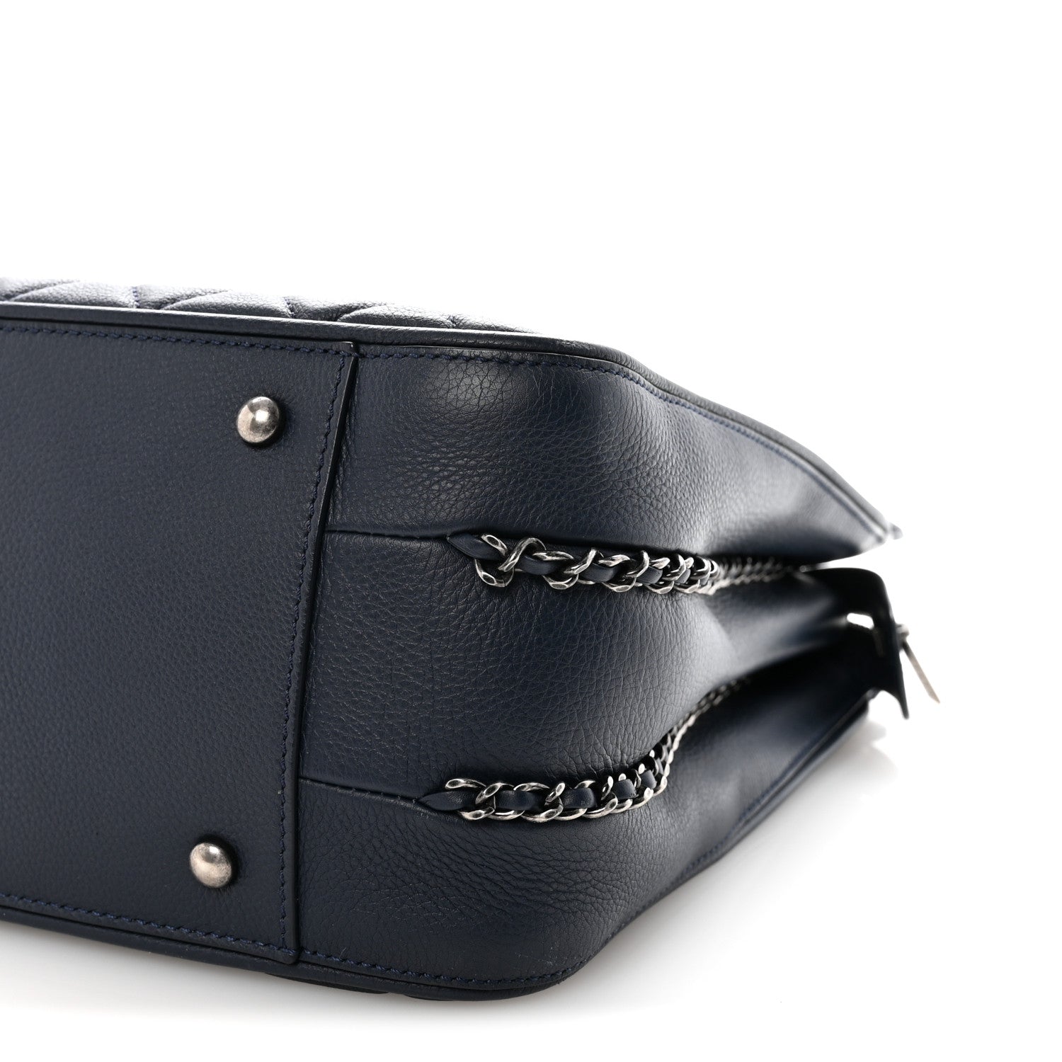Chanel Calfskin Quilted Frame In Chain Tote Navy 1832760