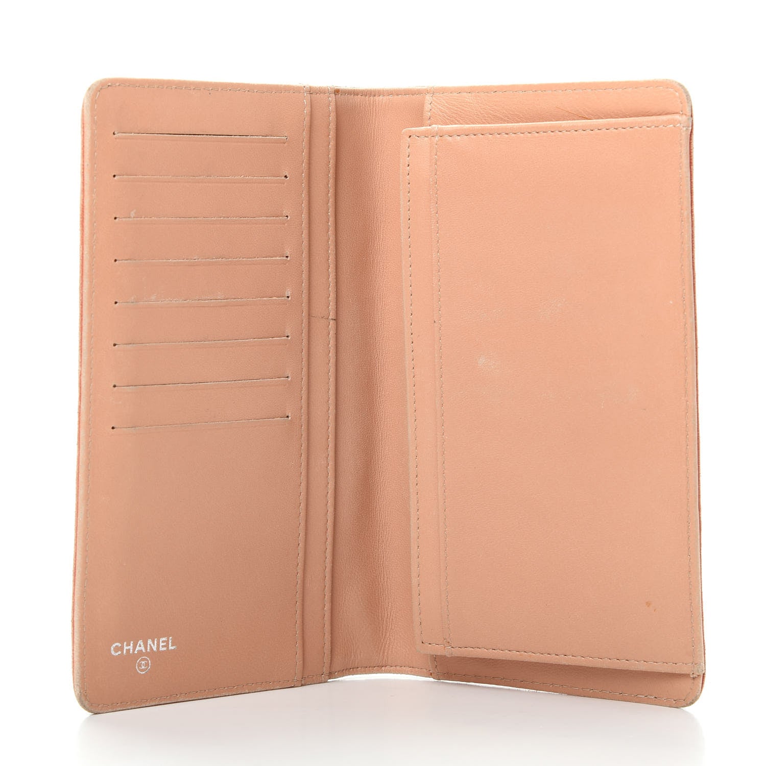 Chanel Lambskin Camellia Embossed Yen Wallet Pink 5 of 10