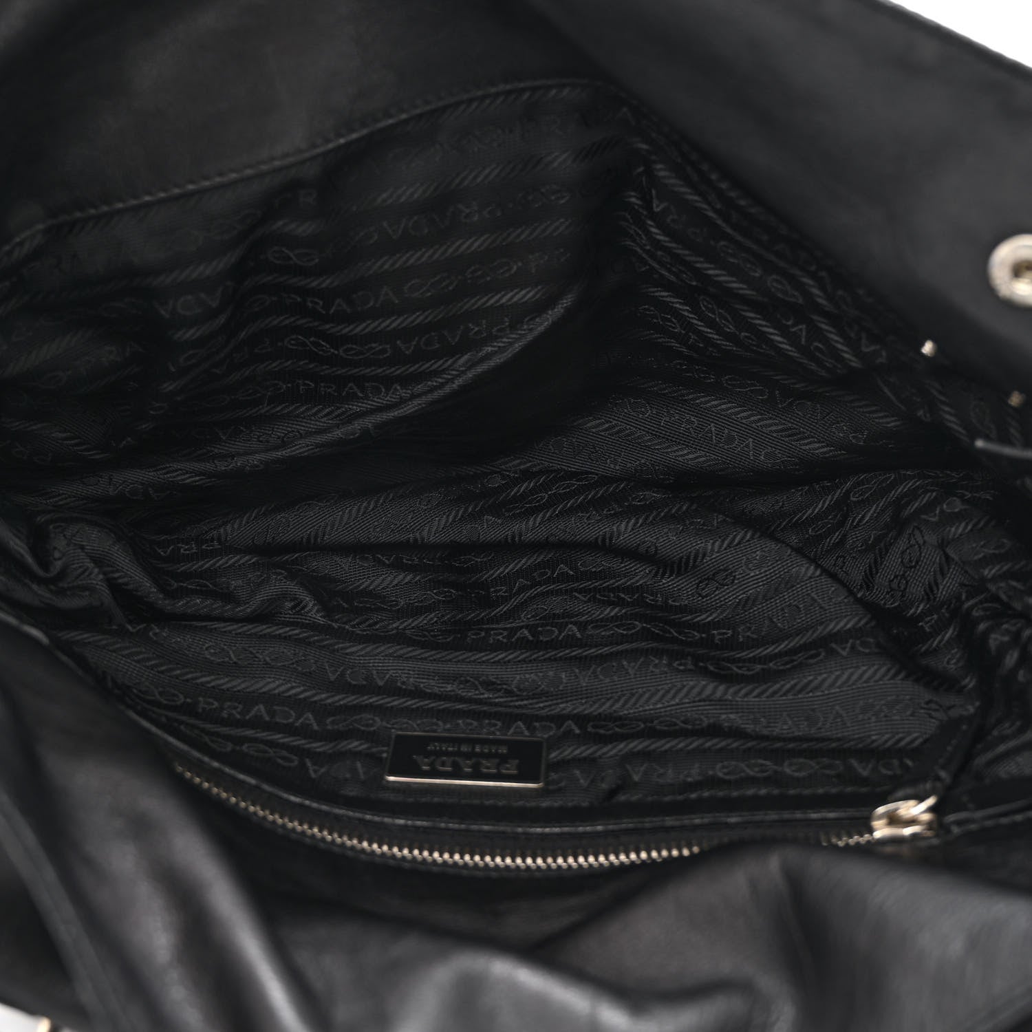 Prada Nylon Royal Calf Easy Foldover Pushlock Satchel Black 5 of 14