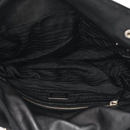 Prada Nylon Royal Calf Easy Foldover Pushlock Satchel Black 5 of 14