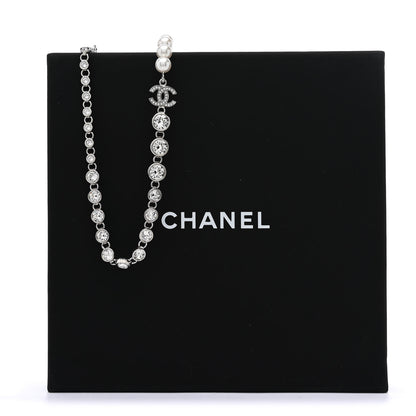 Chanel Pearl Crystal CC Choker Necklace Silver Pearly White 7 of 7