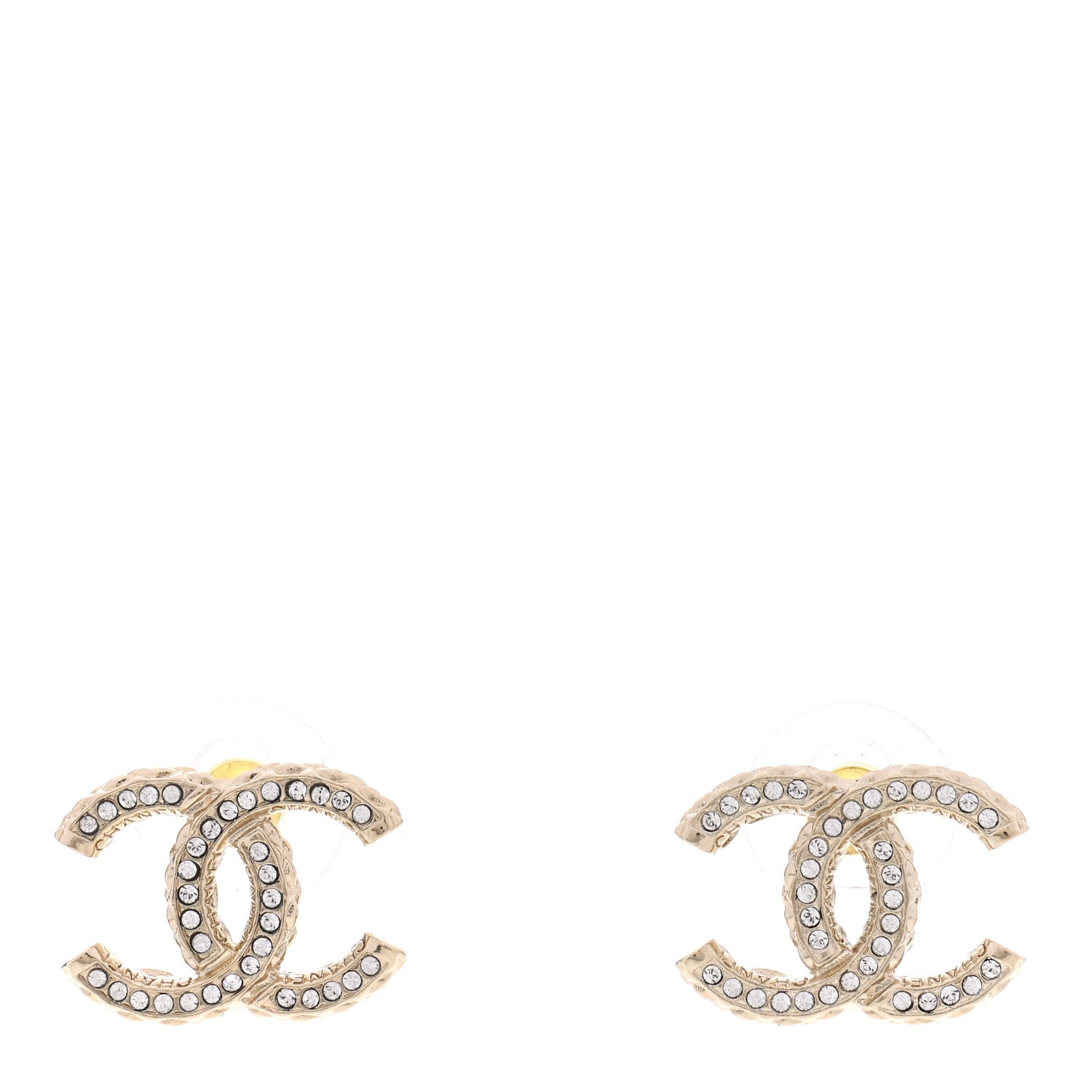 Chanel Crystal CC Earrings Gold 1 of 5