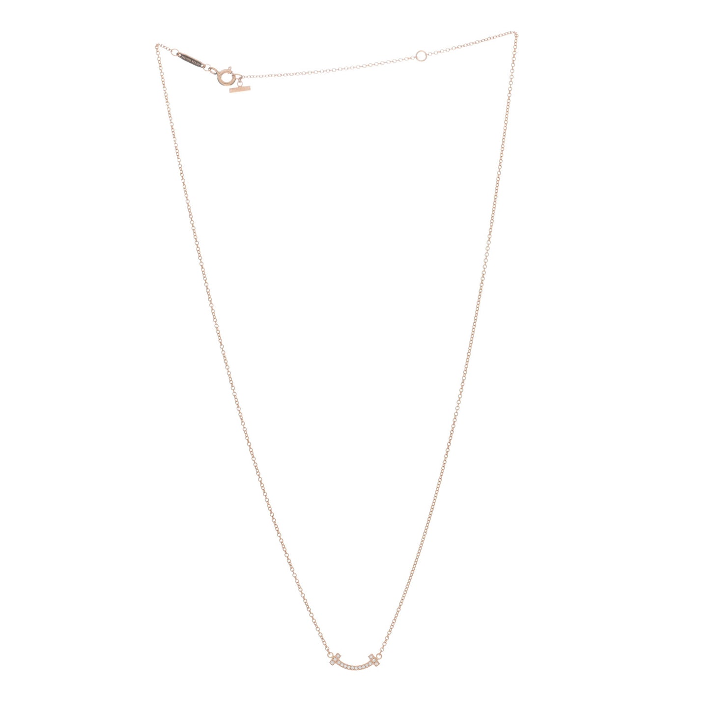 18K Rose Gold Diamond Mini T Smile Pendant Necklace