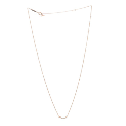 Tiffany 18K Rose Gold Diamond Mini T Smile Pendant Necklace 2 of 5