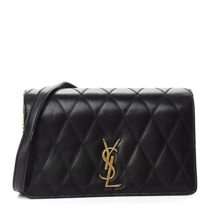 Saint Laurent Lambskin Diamond Quilted Monogram Angie Chain Bag Black 1 of 11
