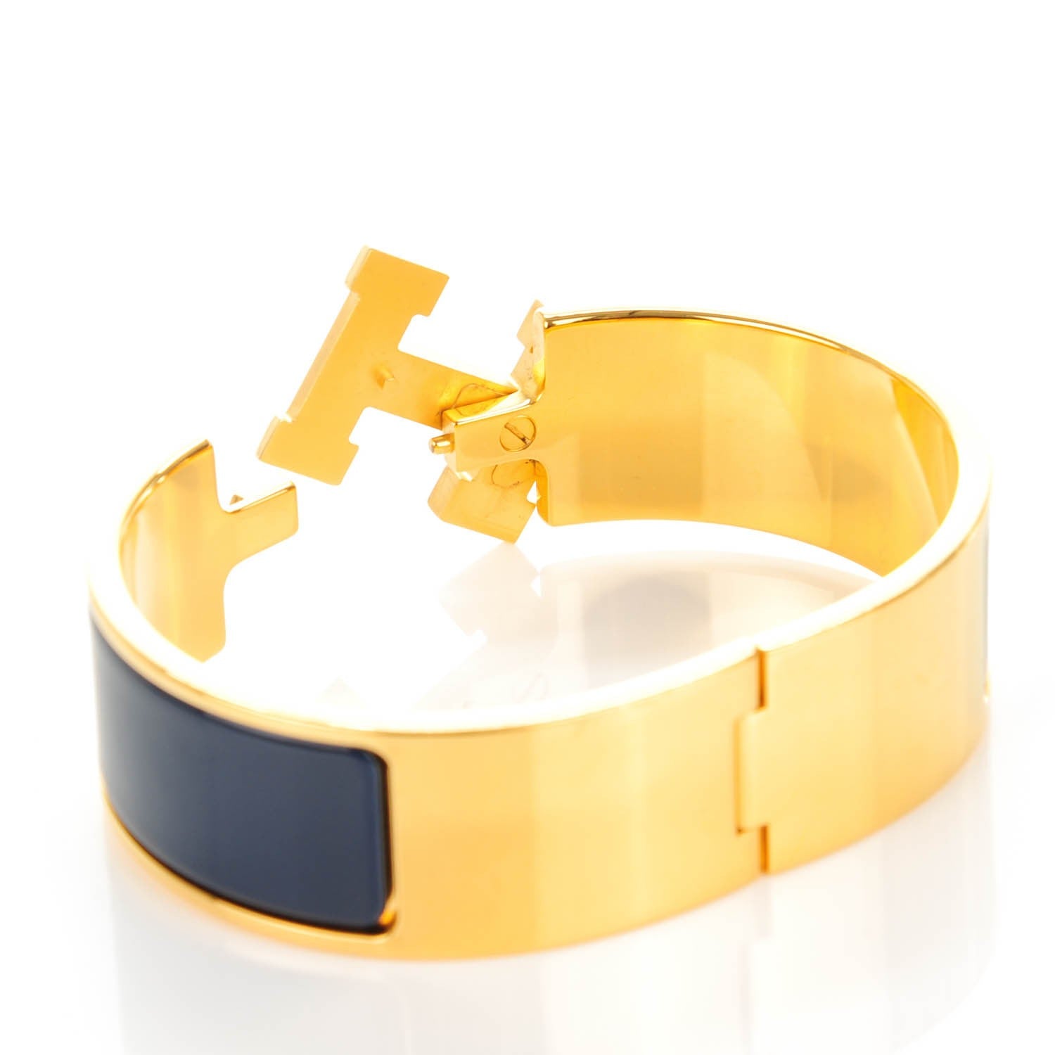Hermes Enamel Wide Clic Clac H Bracelet GM Indigo 5 of 5