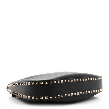 Valentino Garavani Grained Calfskin Rockstud Hobo Bag Black 4 of 10