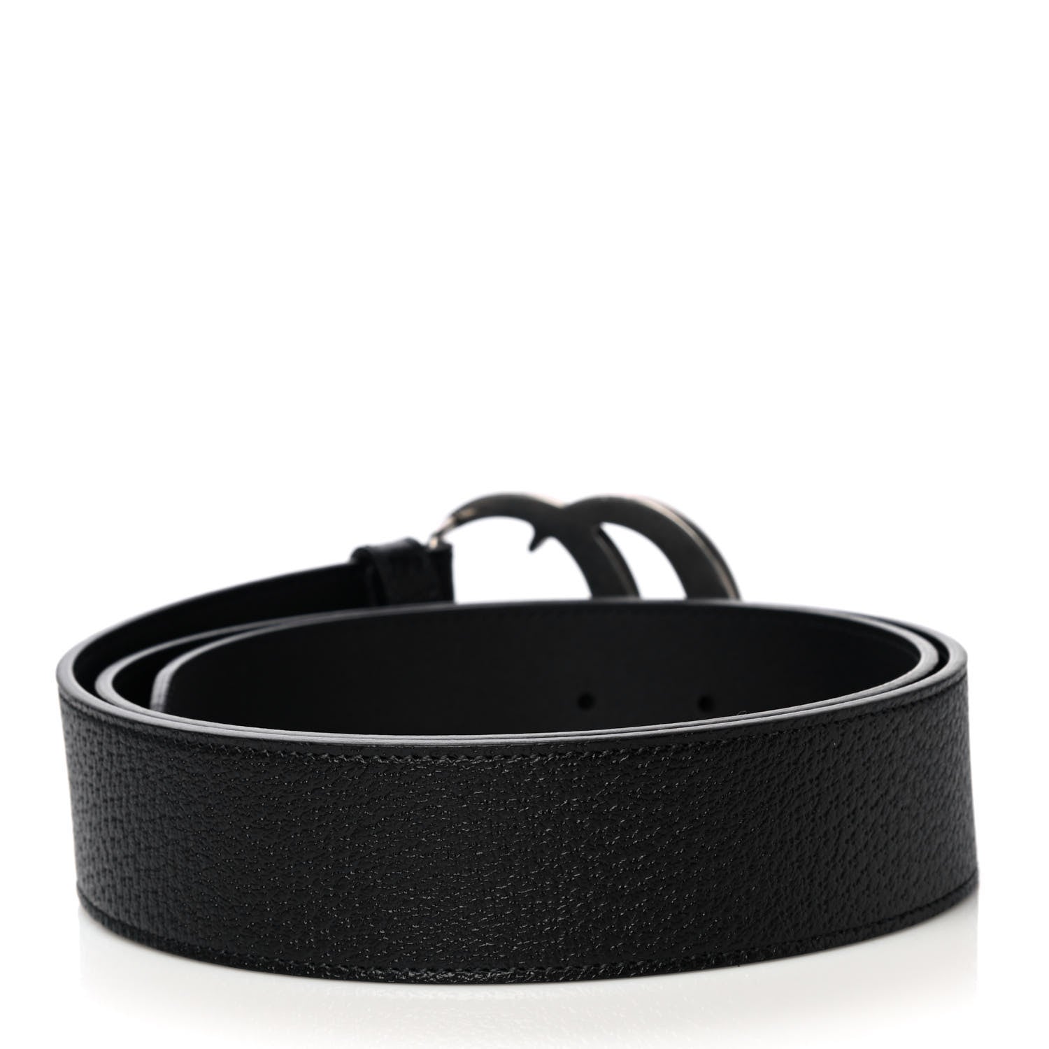 Gucci Textured Dollar Calfskin Nickel Double G 40mm Belt 95 38 Black 2 of 5