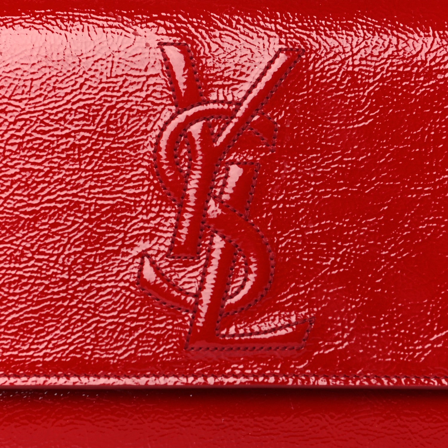 Saint Laurent Textured Patent Calfskin Large Belle De Jour Clutch Red 7 of 9