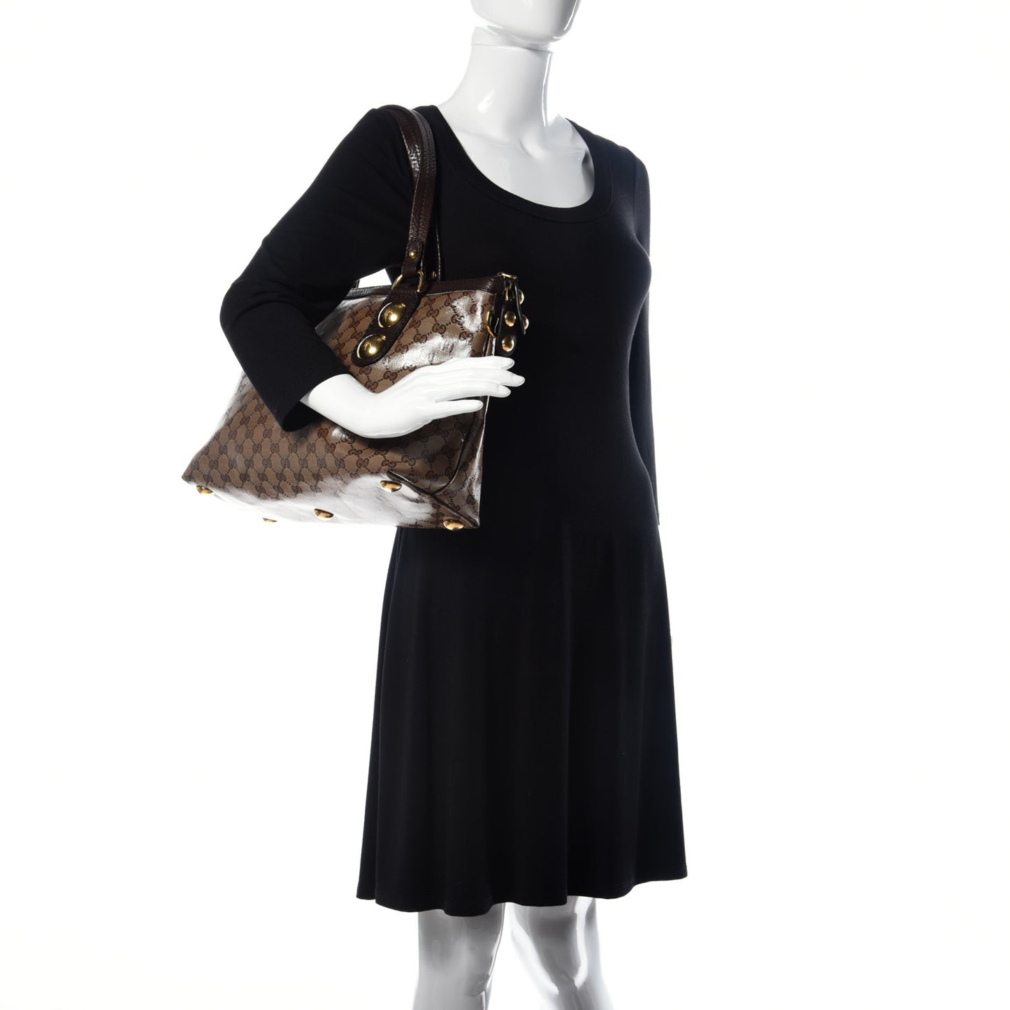 Crystal Monogram Small Babouska Tote Dark Brown