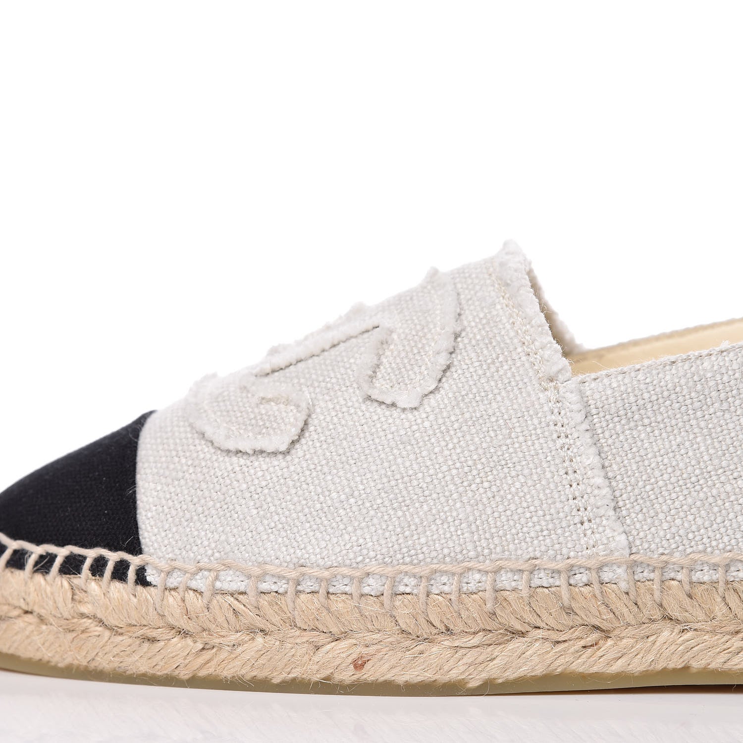 Chanel Linen CC Espadrilles 38 Beige Black 10 of 11