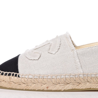 Chanel Linen CC Espadrilles 38 Beige Black 10 of 11