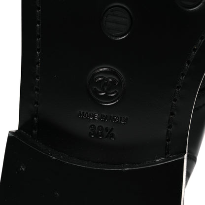 Chanel Calfskin Grosgrain Lace Up Combat Boots 38.5 Black 8 of 12