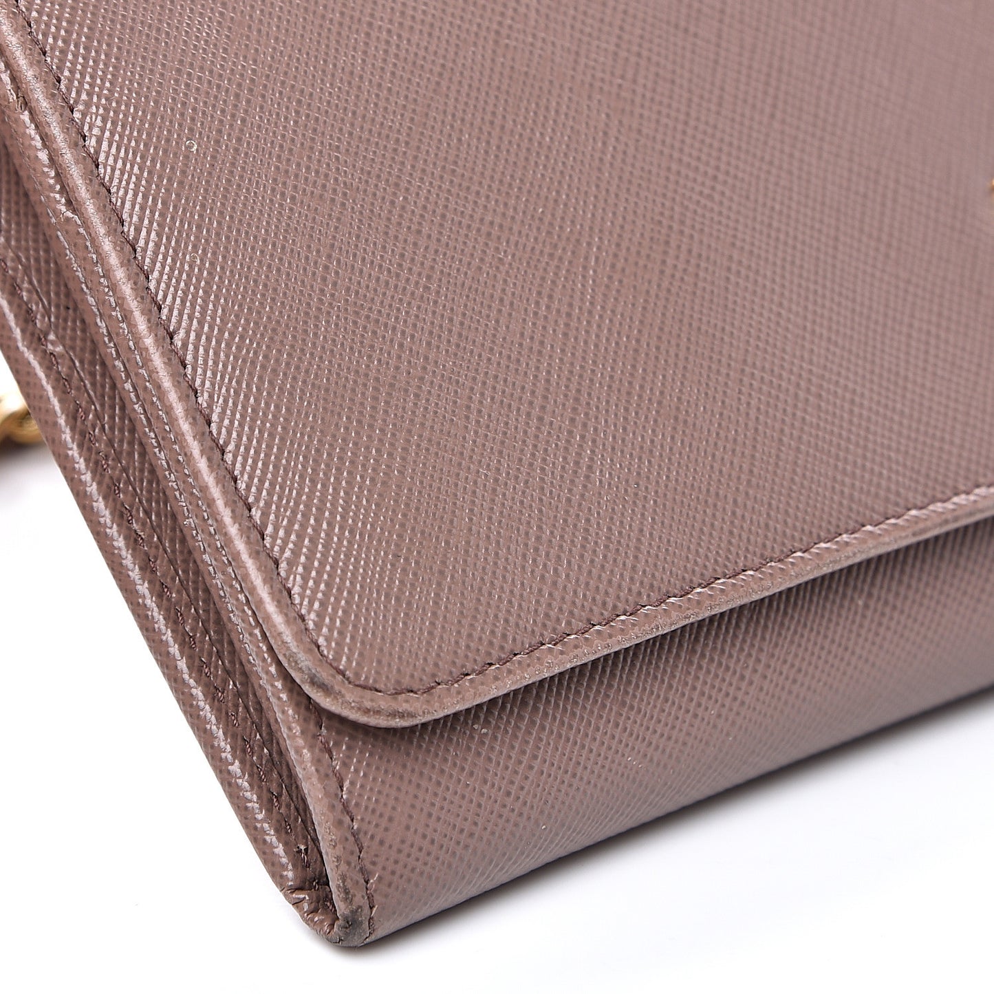 Saffiano Metal Oro Chain Wallet Dark Rose