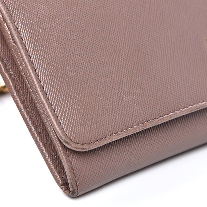 Prada Saffiano Metal Oro Chain Wallet Dark Rose 6 of 14
