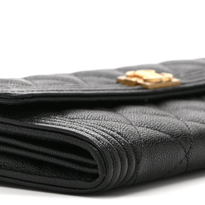 Chanel Caviar Quilted Large Boy Gusset Flap Wallet Black 10 of 11