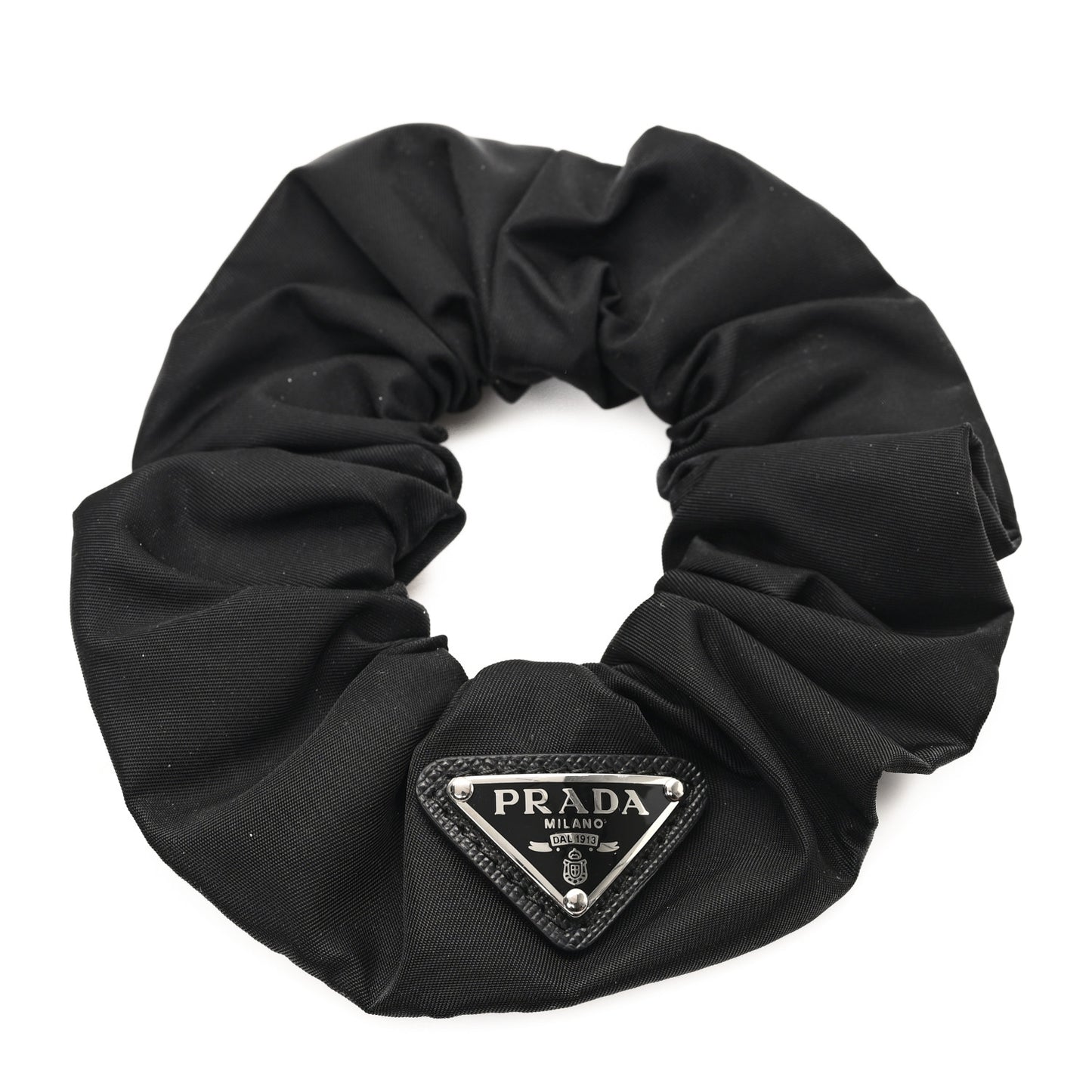 Re-Nylon Metal Logo Scrunchie Black