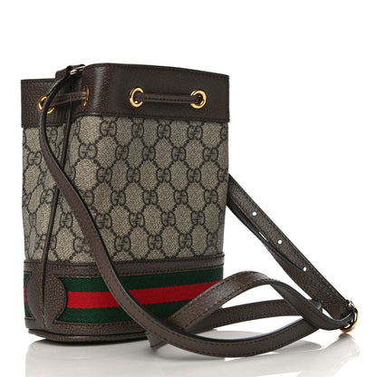 Gucci GG Supreme Monogram Web Mini Ophidia Bucket Bag Brown 3 of 11