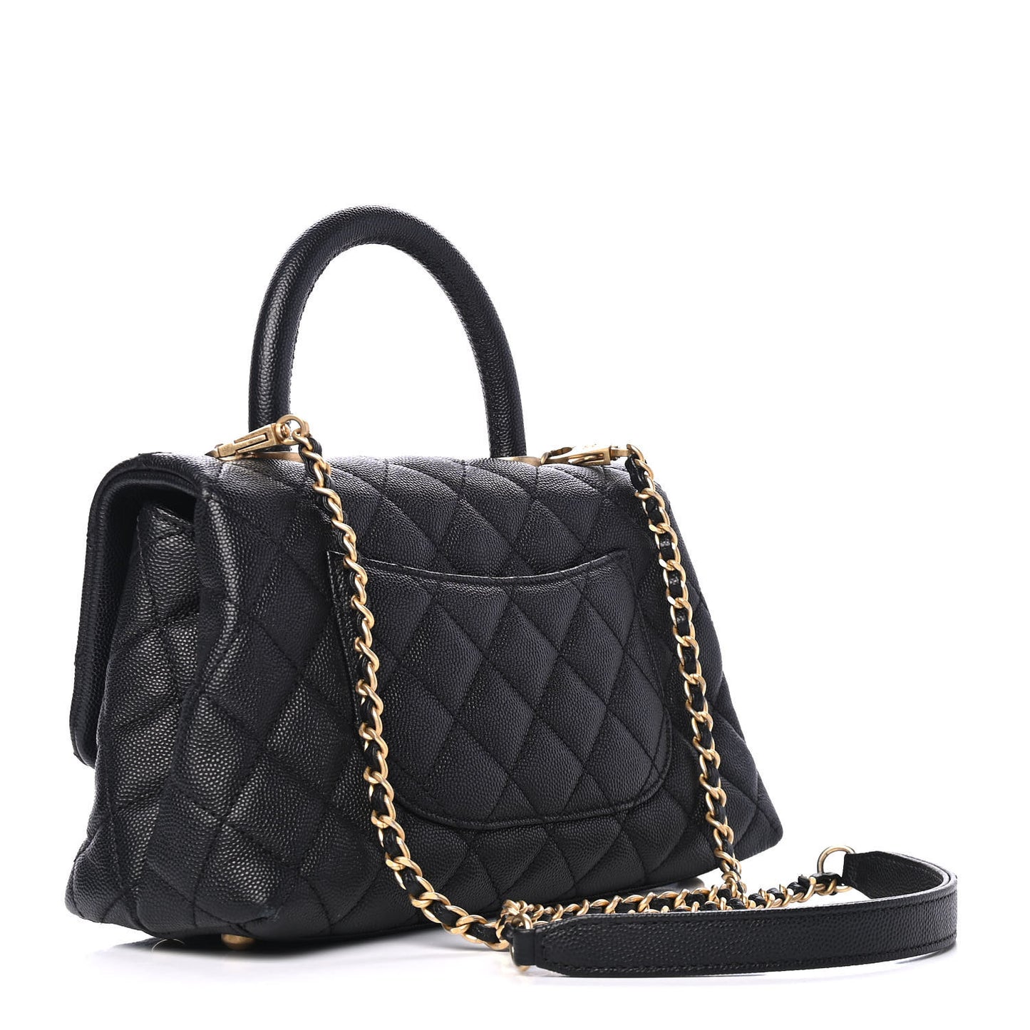 Caviar Quilted Mini Coco Handle Flap Black