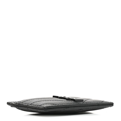 Saint Laurent Grain De Poudre Matelasse Chevron Monochrome Monogram Credit Card Case Black 4 of 8
