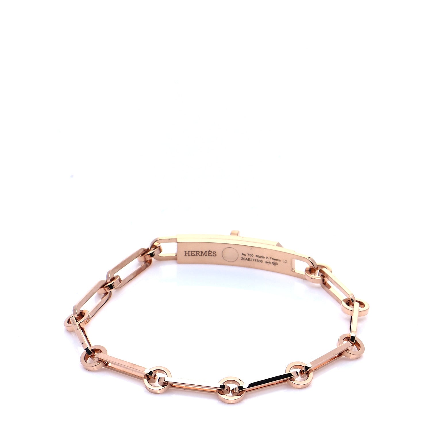 Hermes 18K Rose Gold Diamond Pave PM Kelly Chaine Bracelet LG 3 of 7