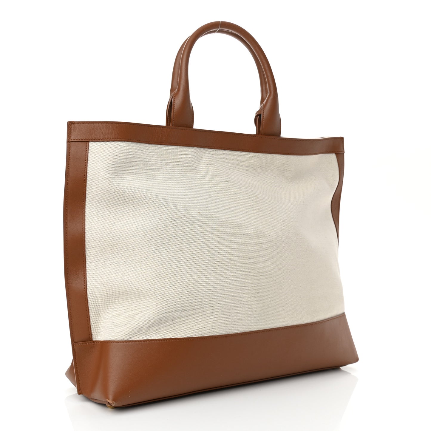 Calfskin Linen Two Tone Cabas Tote Beige