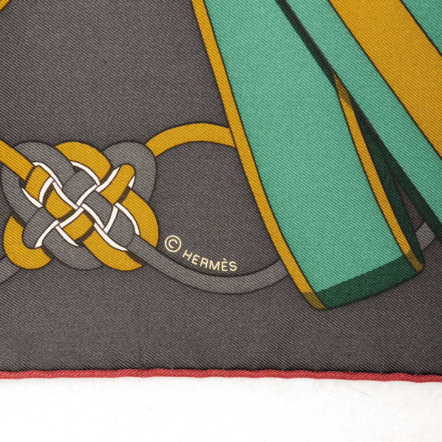 Hermes Silk Flots Fleurs et Frontaux Scarf 90 Anthracite Prune Vert 3 of 4