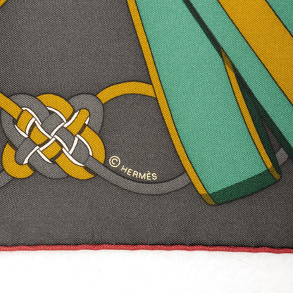 Hermes Silk Flots Fleurs et Frontaux Scarf 90 Anthracite Prune Vert 3 of 4