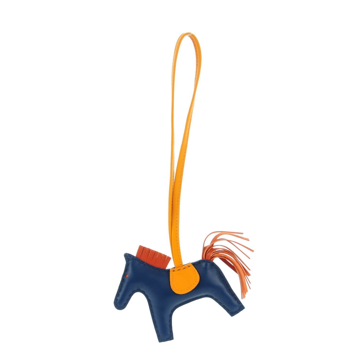 Hermes Milo Lambskin Grigri Rodeo Horse Bag Charm PM Bleu de Malte Cornaline Jaune D'Or 1 of 5