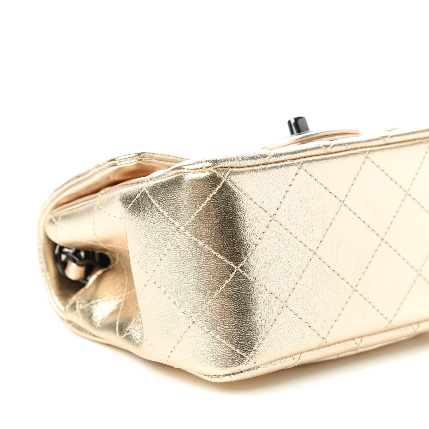 Chanel Metallic Lambskin Quilted Mini Square Flap Gold Black 6 of 11