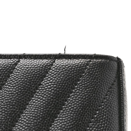 Saint Laurent Grain De Poudre Matelasse Chevron Monogram Chain Wallet Black 11 of 11
