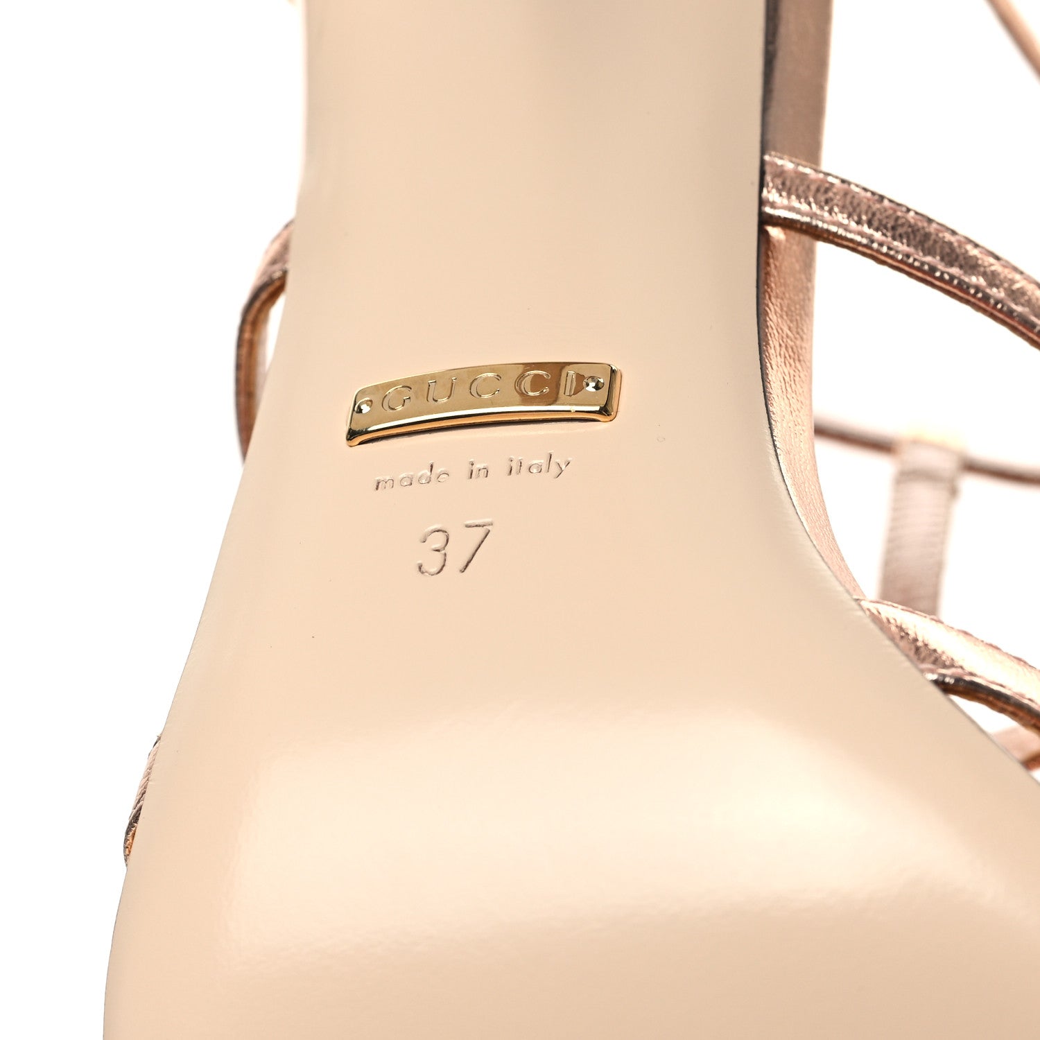 Gucci Metallic Nappa Silk Horsebit Sandals 37 Salmone 6 of 8