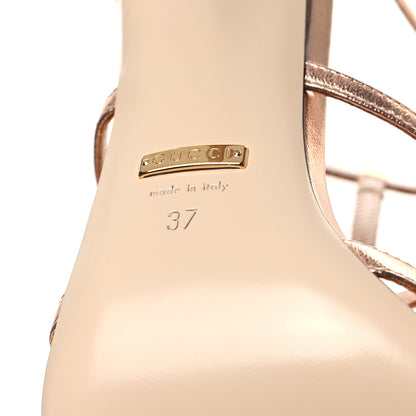 Gucci Metallic Nappa Silk Horsebit Sandals 37 Salmone 6 of 8