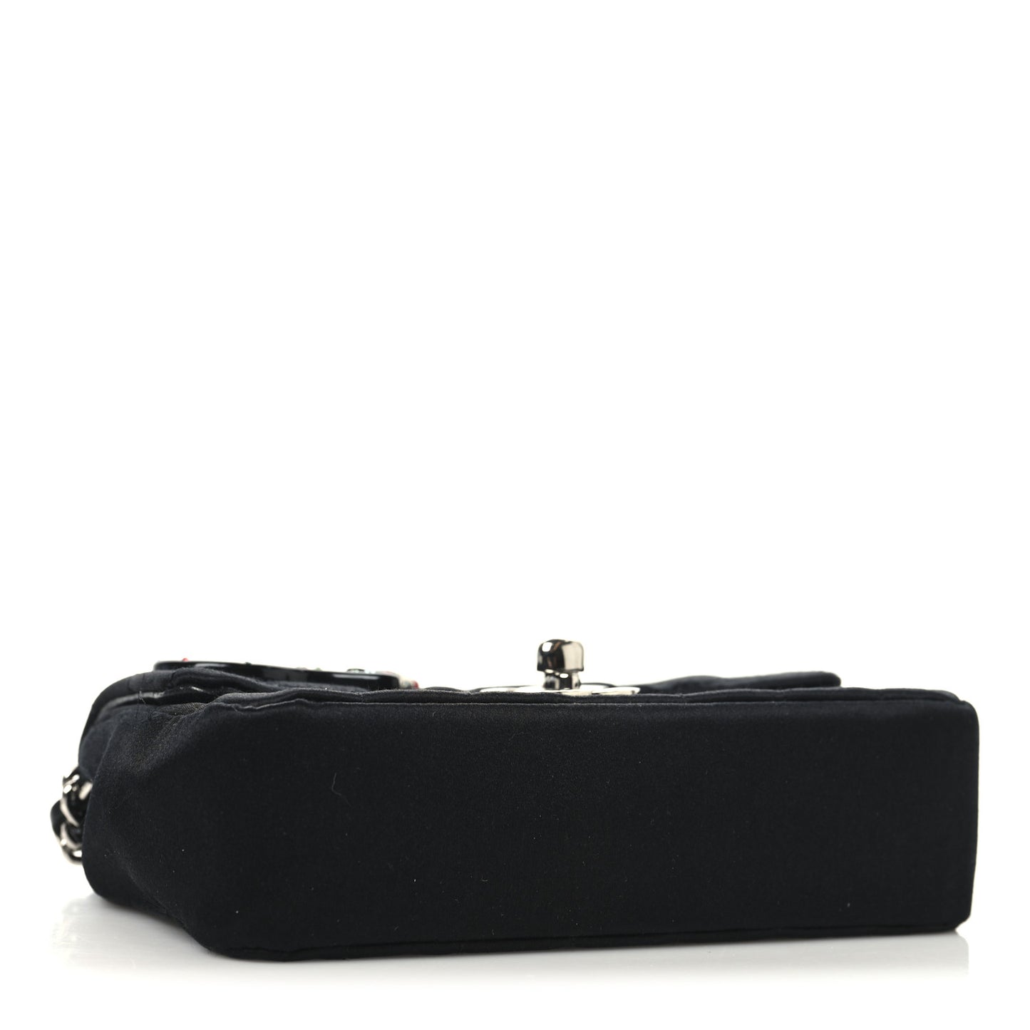 Satin Square Quilted Lipstick Charm Mini Flap Black
