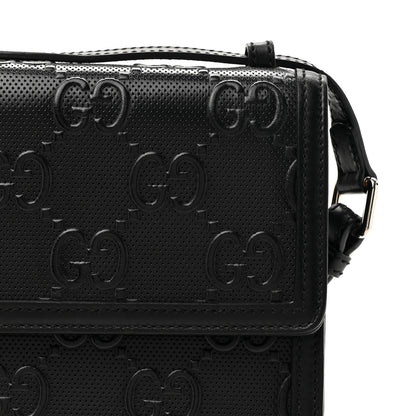 Gucci Calfskin GG Tennis Embossed Messenger Bag Black 9 of 12
