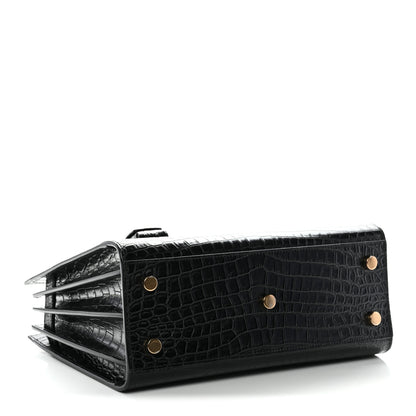 Saint Laurent Calfskin Crocodile Embossed Baby Sac De Jour Black 4 of 11
