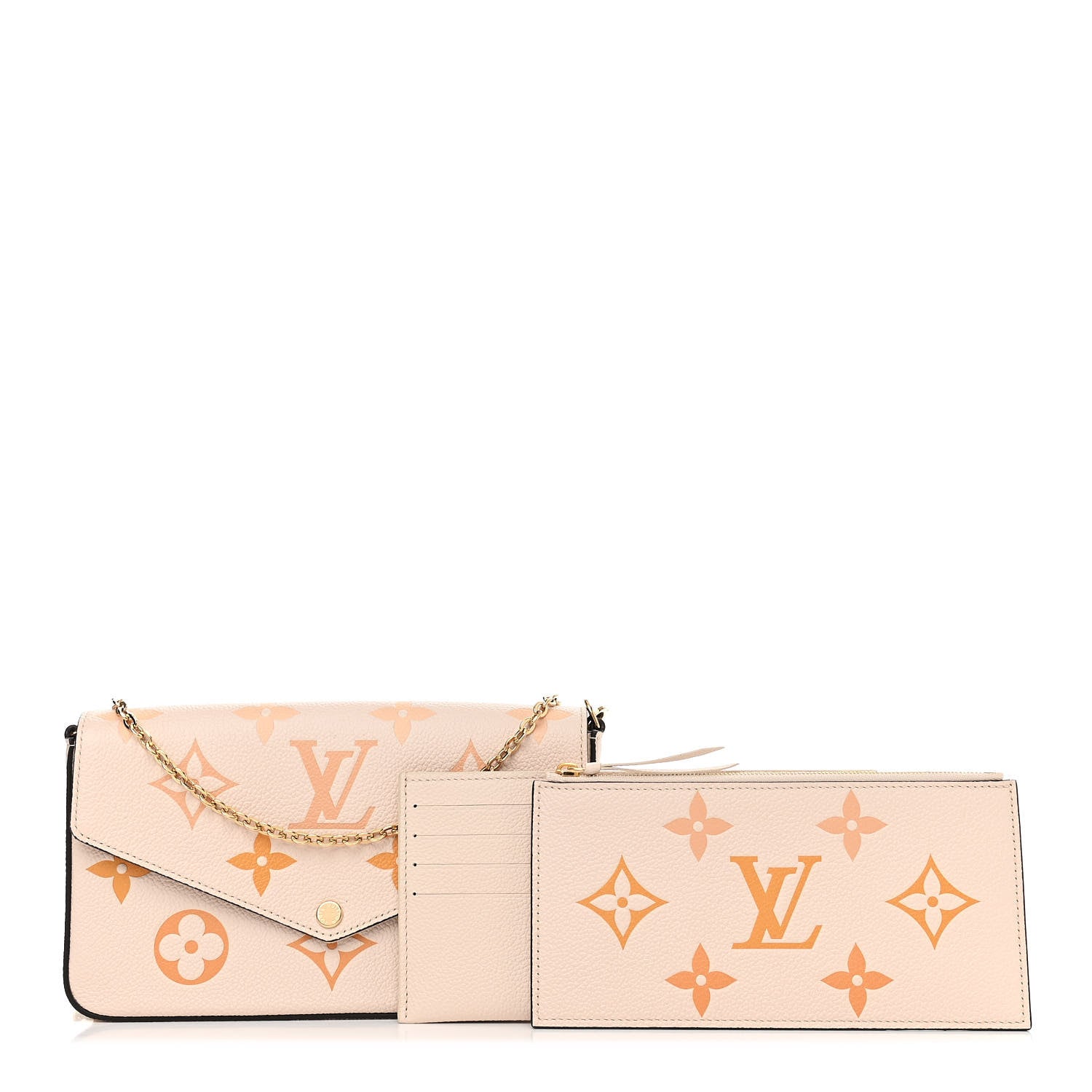 Louis Vuitton Empreinte Monogram Giant By The Pool Felicie Pochette Chain Wallet Cream Saffron 1 of 12