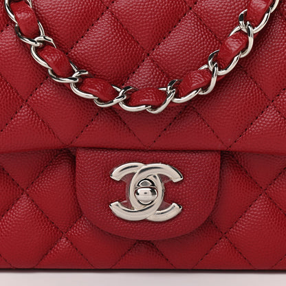 Chanel Caviar Quilted Mini Rectangular Flap Dark Red 8 of 11